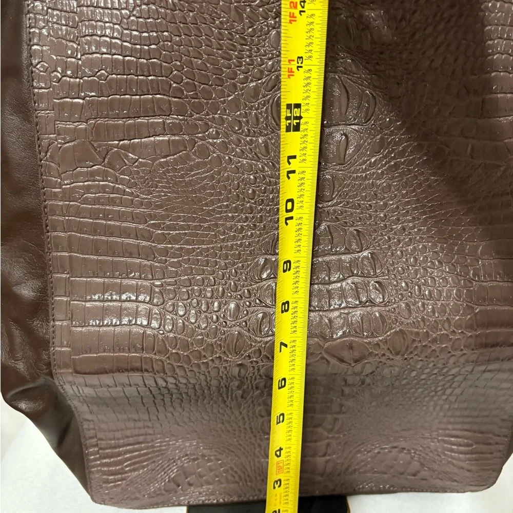Large Jana Feifer brown croc-embossed leather and PVC shopper tote